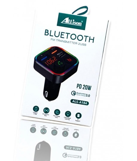 Transmetteur FM Bluetooth ALLISON RGB - Charge 2.4A ALS-A184