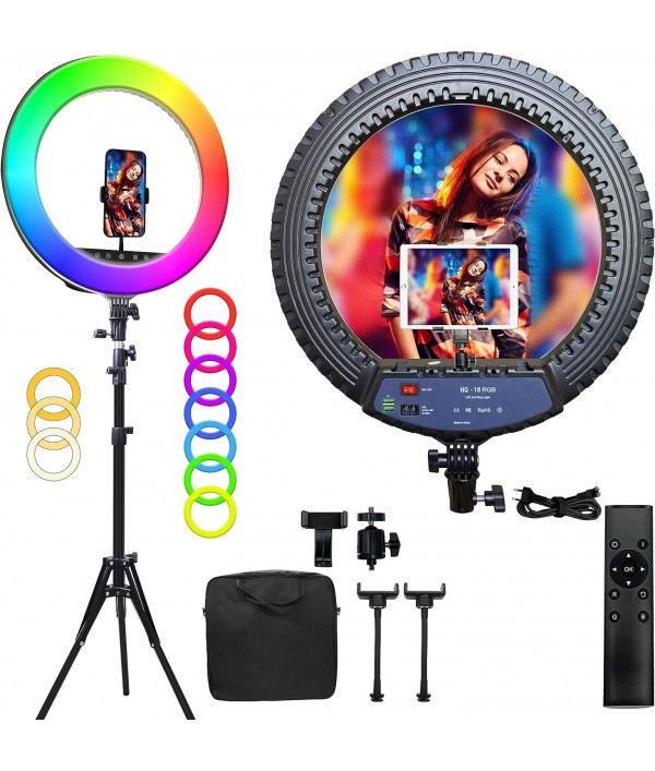 Ring Light Professionnel 35 Modes RGB Avec Trépied - Anneau Lumineux Selfie TikTok YouTube Live Stream
