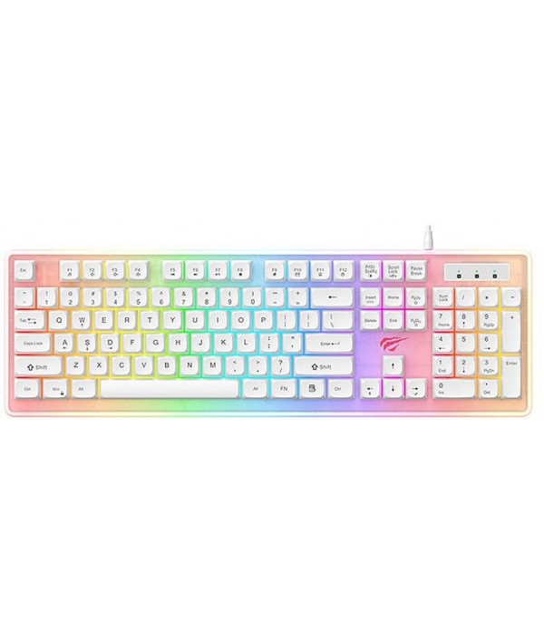 Clavier Mécanique Gaming DOCOOLER K905 RGB Blanc - Rétroéclairage RGB, Format QWERTY, USB Filaire