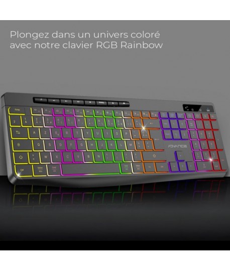 Clavier Gamer Sans Fil RGB Rechargeable ADVANCE CLA-310 - Noir