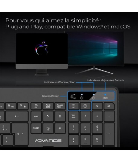 Clavier Gamer Sans Fil RGB Rechargeable ADVANCE CLA-310 - Noir