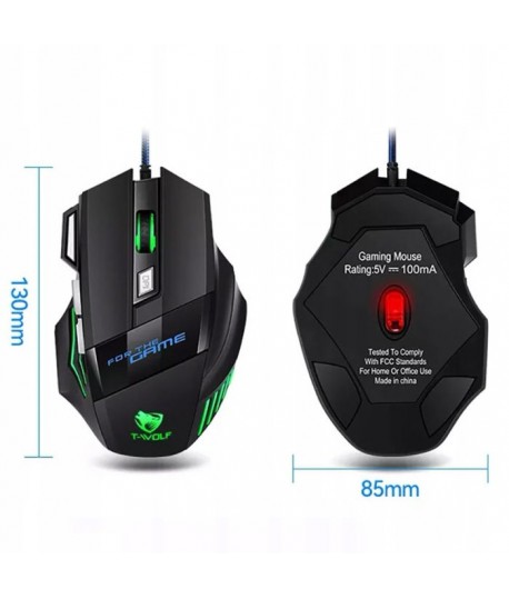 Souris Gaming T-WOLF M1 LED RGB - Noir