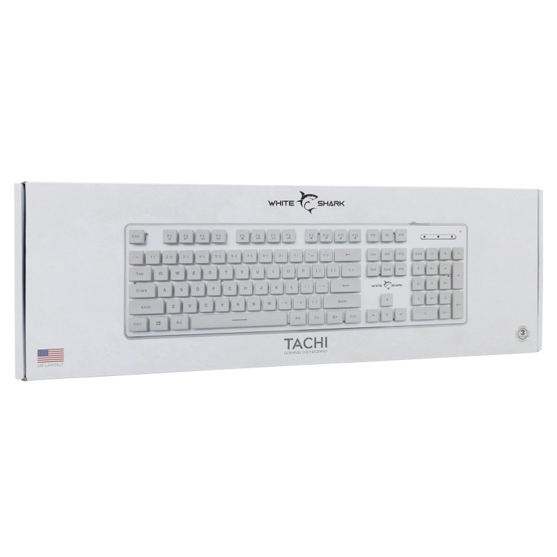 Clavier Gaming Membrane WHITE SHARK TACHI GK-003241 - Blanc