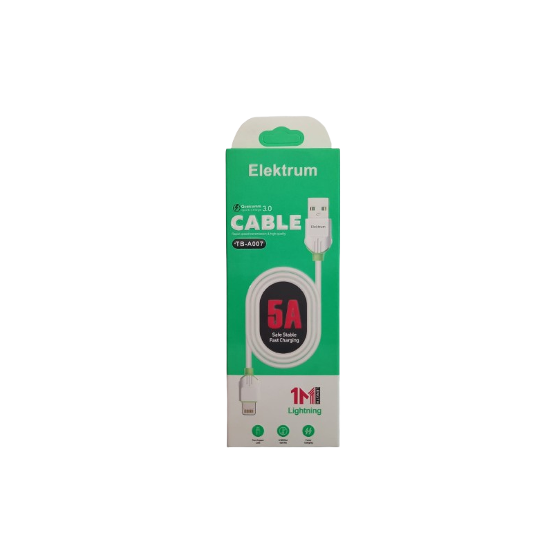 Cable Lightning 1m 5A ELEKTRUM TB-A007
