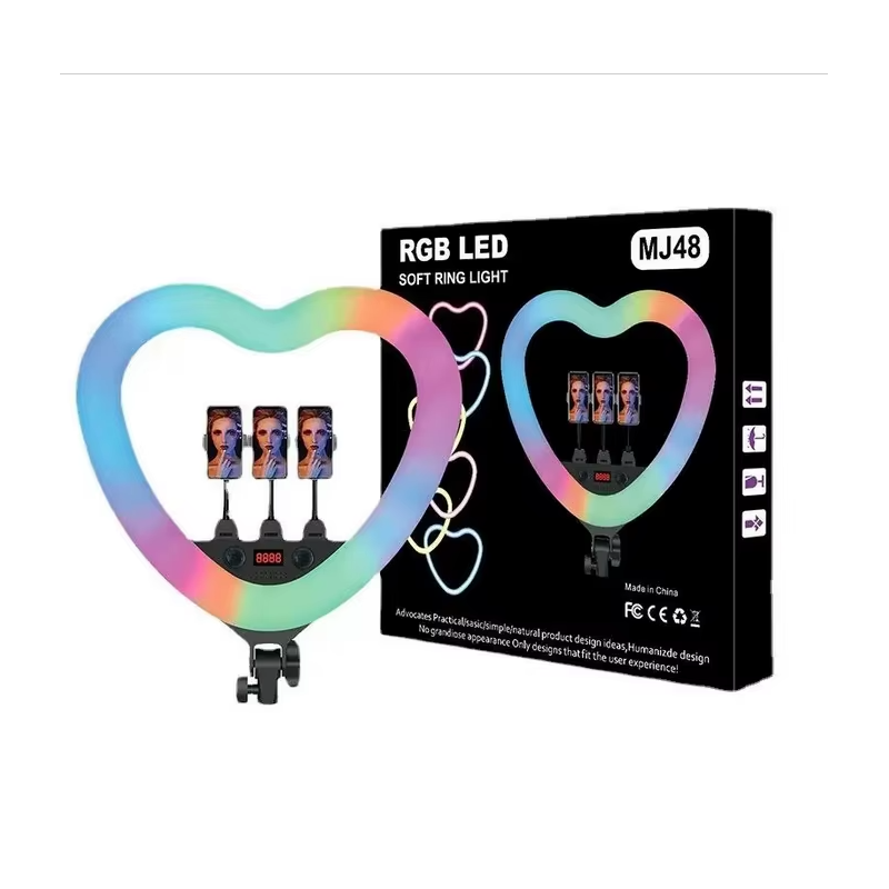 RING LIGHT LED RGB MJ48 avec Trépied 2m