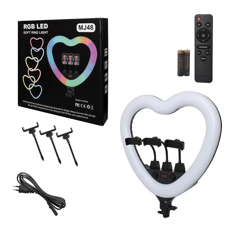 RING LIGHT LED RGB MJ48 avec Trépied 2m