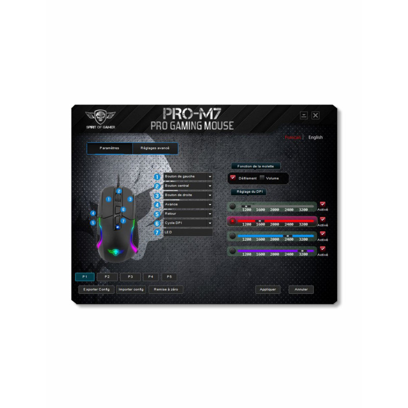 Souris Gaming SPIRIT OF GAMER PRO-M7 - 12800 DPI