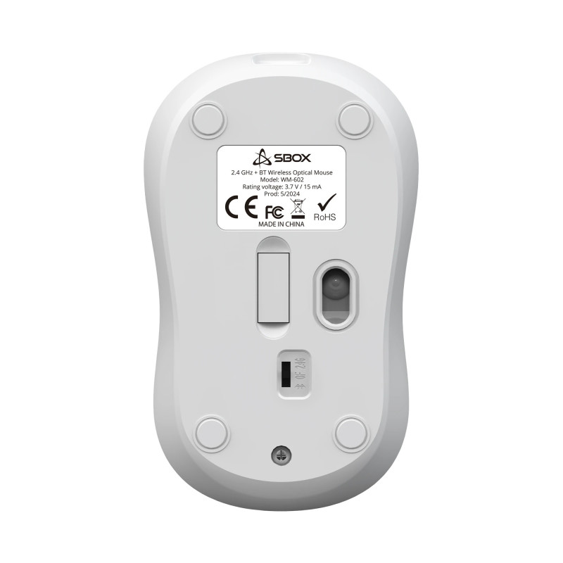 Souris Sans Fil et Bluetooth SBOX WM-602W Rechargeable - Blanc