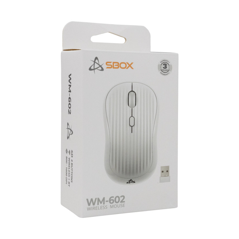 Souris Sans Fil et Bluetooth SBOX WM-602W Rechargeable - Blanc
