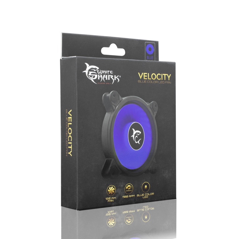 Ventilateur de Boitier WHITE SHARK VELOCITY - LED Bleu