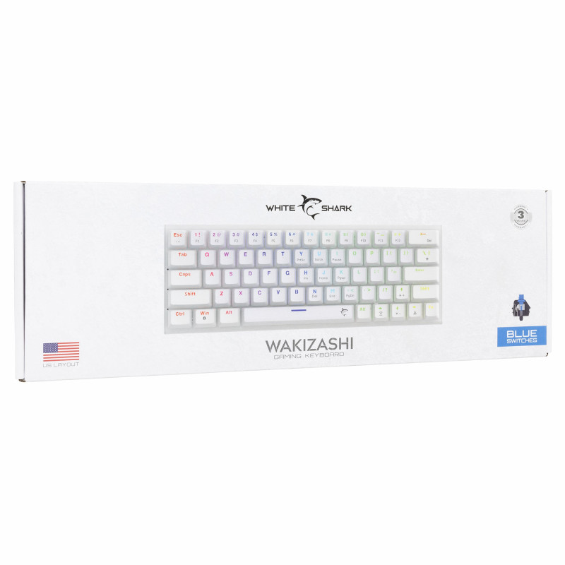 Clavier WHITE SHARK WAKIZASHI-2 GK-002221V2 - Blue Switch - Blanc
