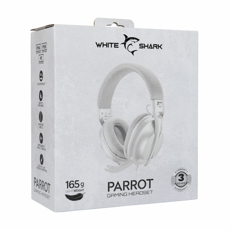 Casque Gaming WHITE SHARK PARROT GH-2440 - Blanc Gris