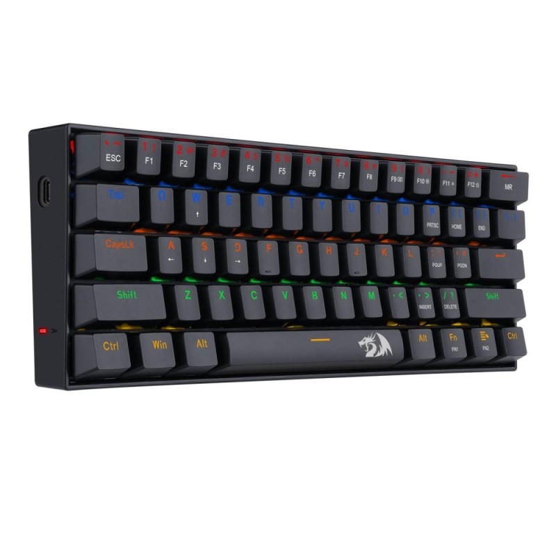 Clavier Gaming Mécanique REDRAGON LAKSHMI K606R 60% Rainbow - Noir - Red Switch