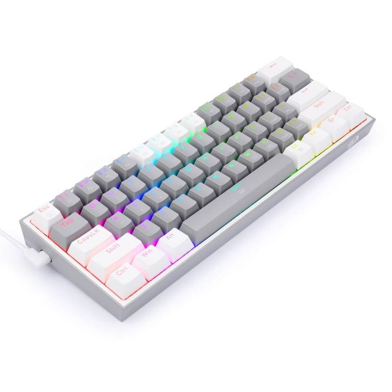 Clavier Gaming Mécanique REDRAGON FIZZ K617 RGB - Gris Blanc - Red Switch