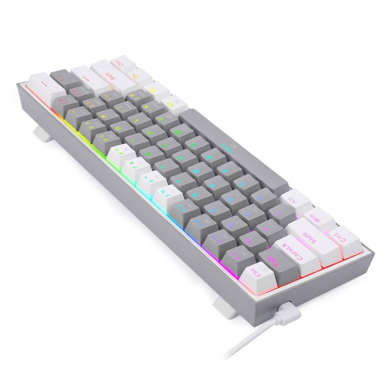 Clavier Gaming Mécanique REDRAGON FIZZ K617 RGB - Gris Blanc - Red Switch