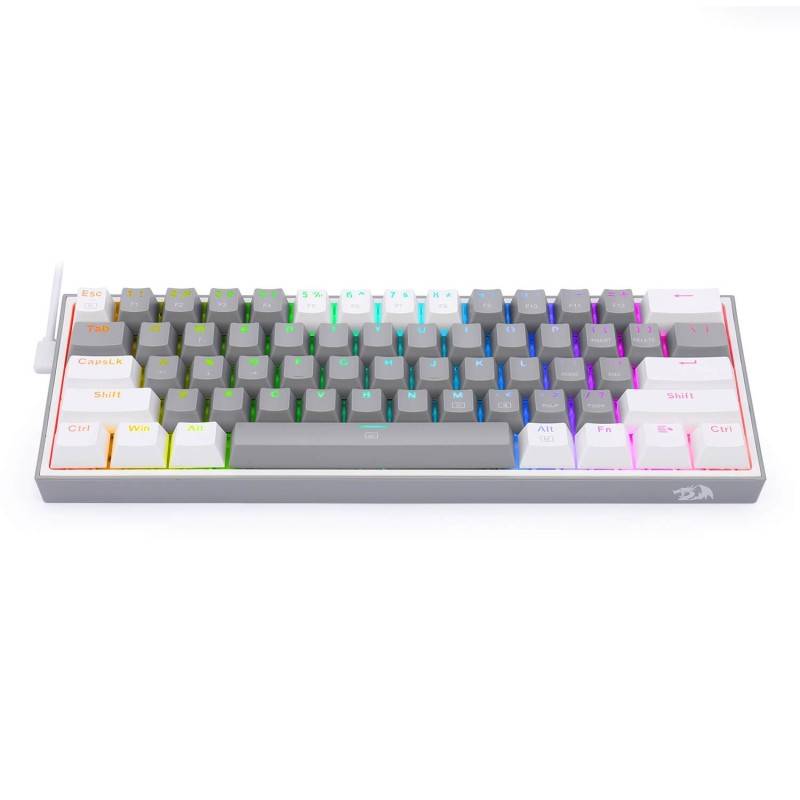 Clavier Gaming Mécanique REDRAGON FIZZ K617 RGB - Gris Blanc - Red Switch