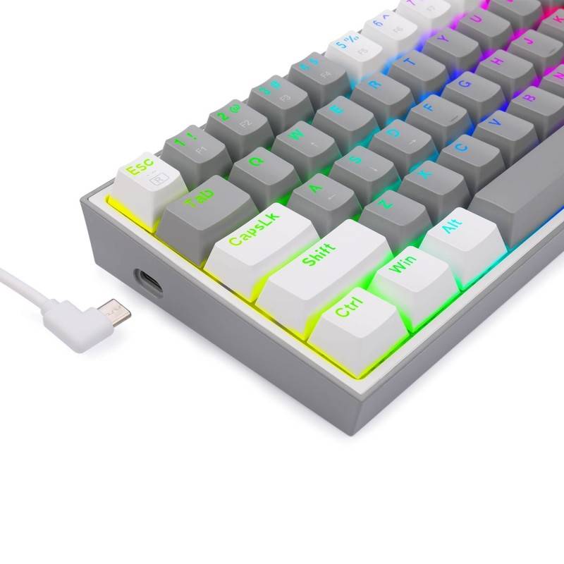 Clavier Gaming Mécanique REDRAGON FIZZ K617 RGB - Gris Blanc - Red Switch