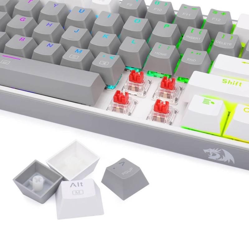 Clavier Gaming Mécanique REDRAGON FIZZ K617 RGB - Gris Blanc - Red Switch