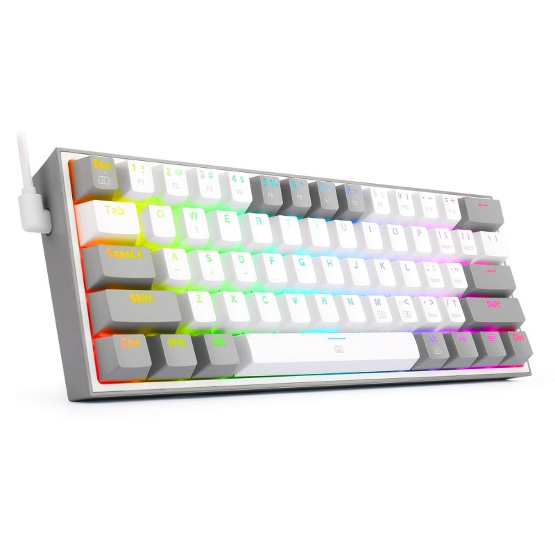 Clavier Gaming Mécanique REDRAGON FIZZ K617 RGB - Blanc Gris - Red Switch