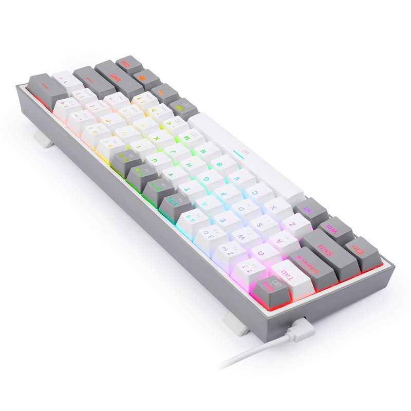 Clavier Gaming Mécanique REDRAGON FIZZ K617 RGB - Blanc Gris - Red Switch