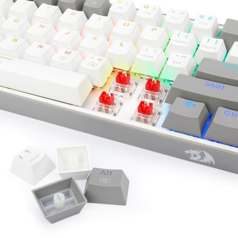 Clavier Gaming Mécanique REDRAGON FIZZ K617 RGB - Blanc Gris - Red Switch