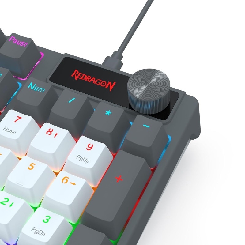 Clavier Gaming Mécanique REDRAGON CAESURA K718 RGB - Gris Blanc - Red Switch