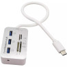 Hub USB 3.0 Type C vers Ports USB + Lecteur de cartes - Blanc