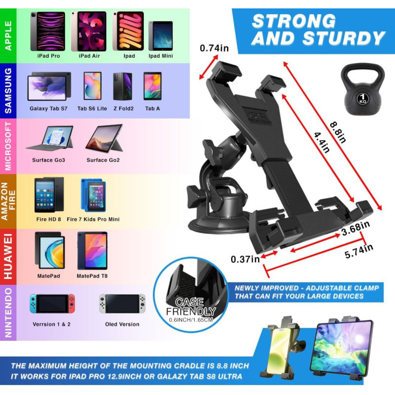Support Voiture Pour Tablette de 7 à 12 pouces RANDCONCEPT