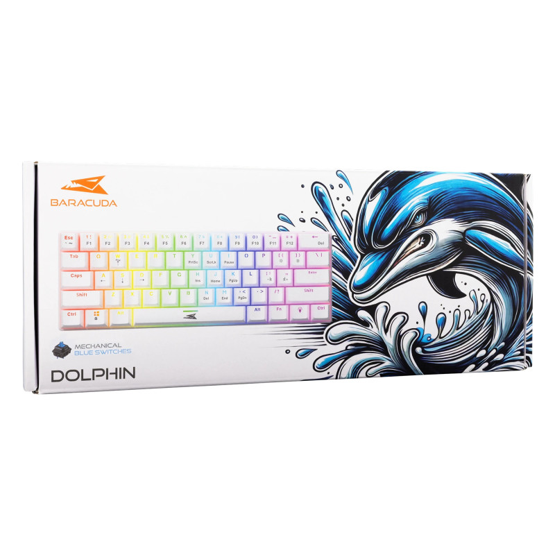 Clavier Mécanique BARACUDA DOLPHIN BGK-03221 - Blanc - Blue Switch