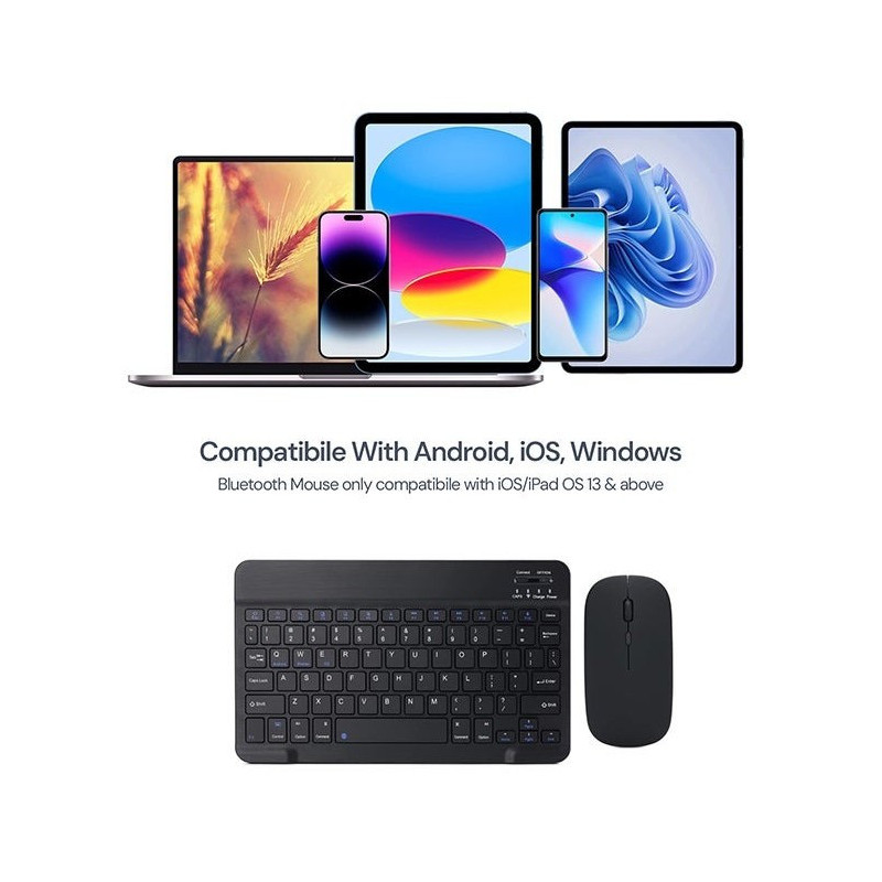 Combo Mini Clavier et Souris Bluetooth - Noir