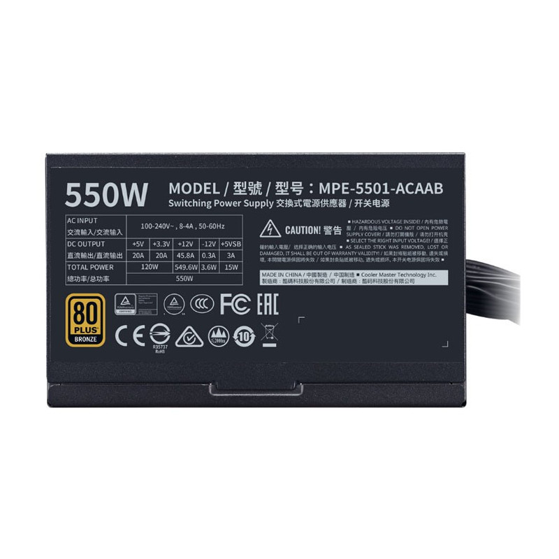 Alimentation COOLER MASTER ATX 550W MWE BRONZE V2 80 Plus