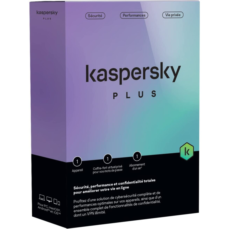 Antivirus KASPERSKY Plus Poste Equivalent Total - 1 an / 1 poste