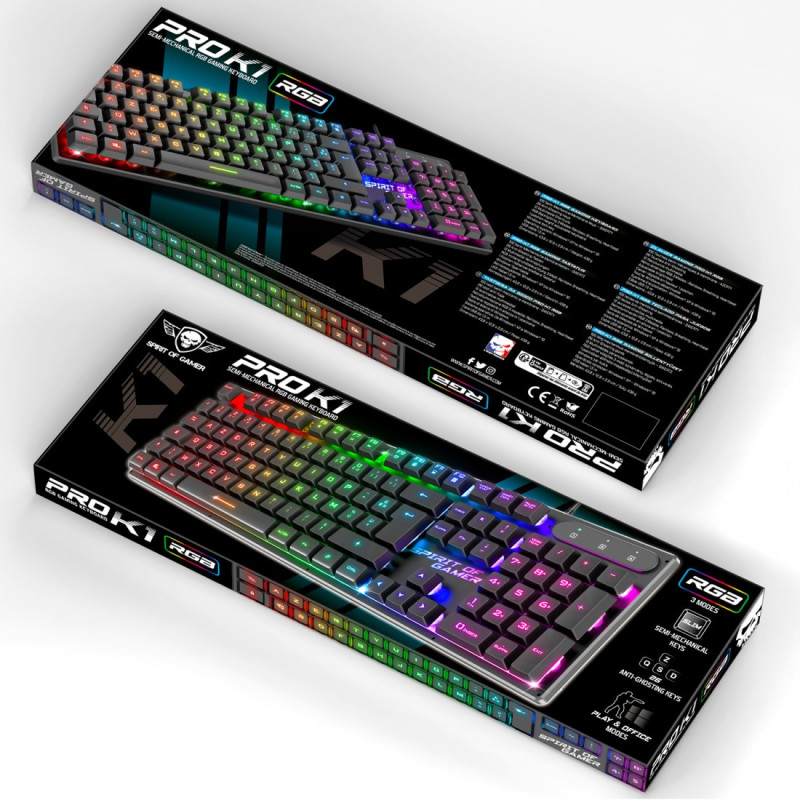 Clavier Semi Mécanique SPIRIT OF GAMER PRO K1 - Noir