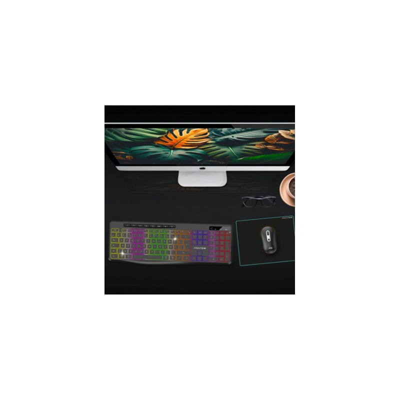 Combo Clavier et Souris sans Fil + Tapis ADVANCE CLS-3100BK RGB - Noir