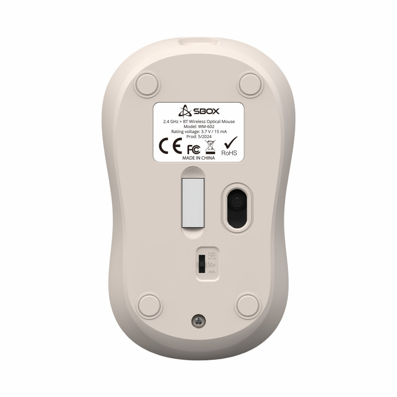 Souris Sans Fil et Bluetooth SBOX WM-602 Rechargeable - Beige