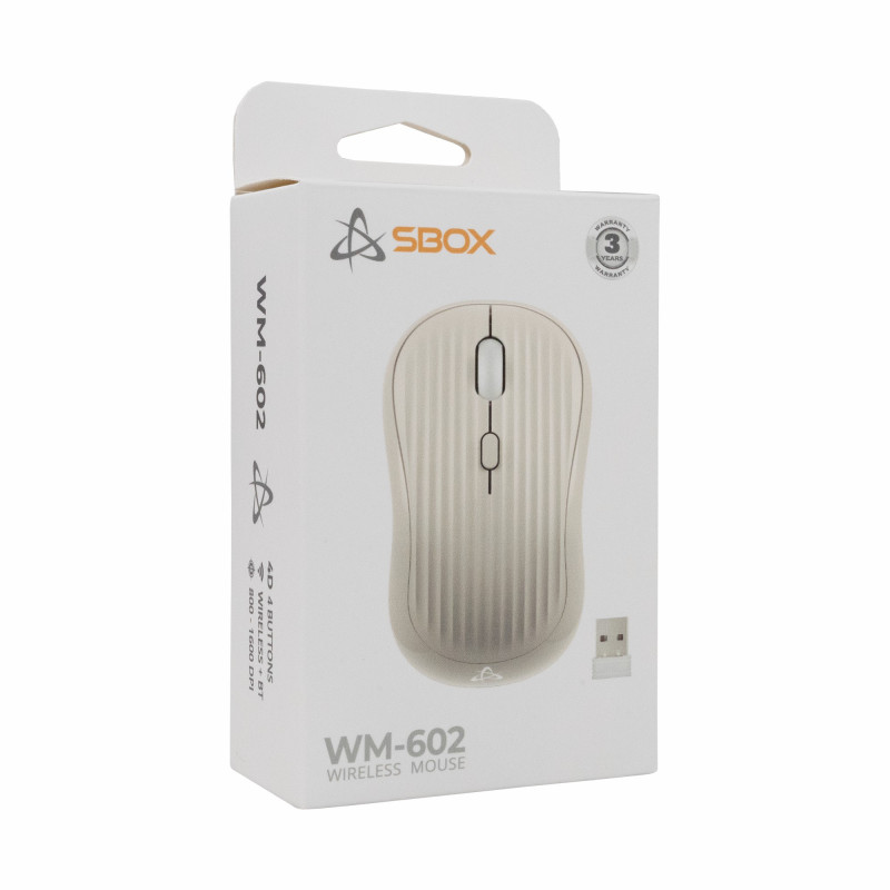 Souris Sans Fil et Bluetooth SBOX WM-602 Rechargeable - Beige