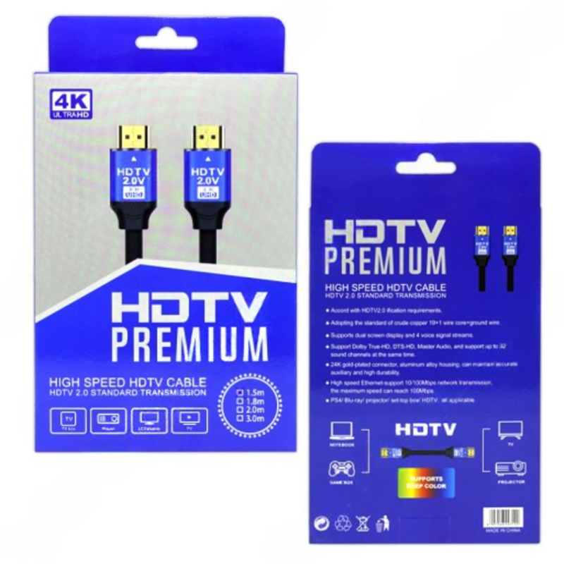 Cable HDMI 4K V2.0 3m - Noir Rouge