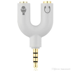 Adaptateur Jack Male Vers 2 Jack Femelle Casque et Micro - Forme U - Blanc