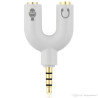 Adaptateur Jack Male Vers 2 Jack Femelle Casque et Micro - Forme U - Blanc