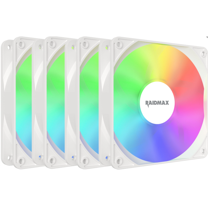 Pack 4 Ventilateur RAIDAMX X-AIR NV-X120FWDC4 - LED ARGB - Blanc