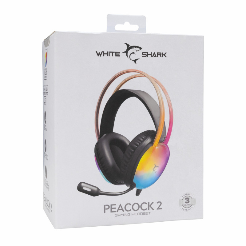 Casque Gaming WHITE SHARK PEACOCK 2 GH-2444 RGB - Noir
