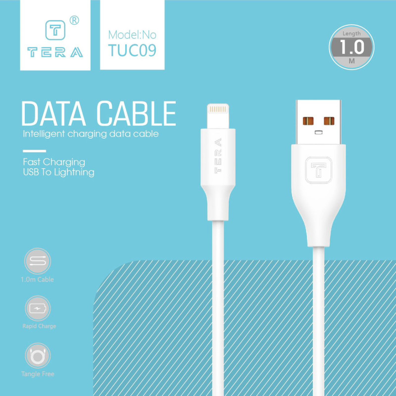 Cable Lightning 1m 4A TERA TUC09 - Blanc