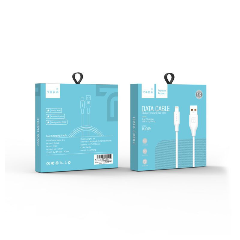 Cable Lightning 1m 4A TERA TUC09 - Blanc