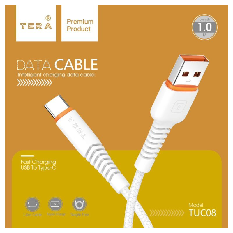 Cable Type C 1m 3.4A TERA TUC08 - Blanc