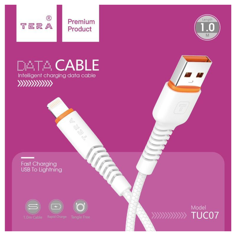 Cable Lightning 1m 3.4A TERA TUC07 - Blanc