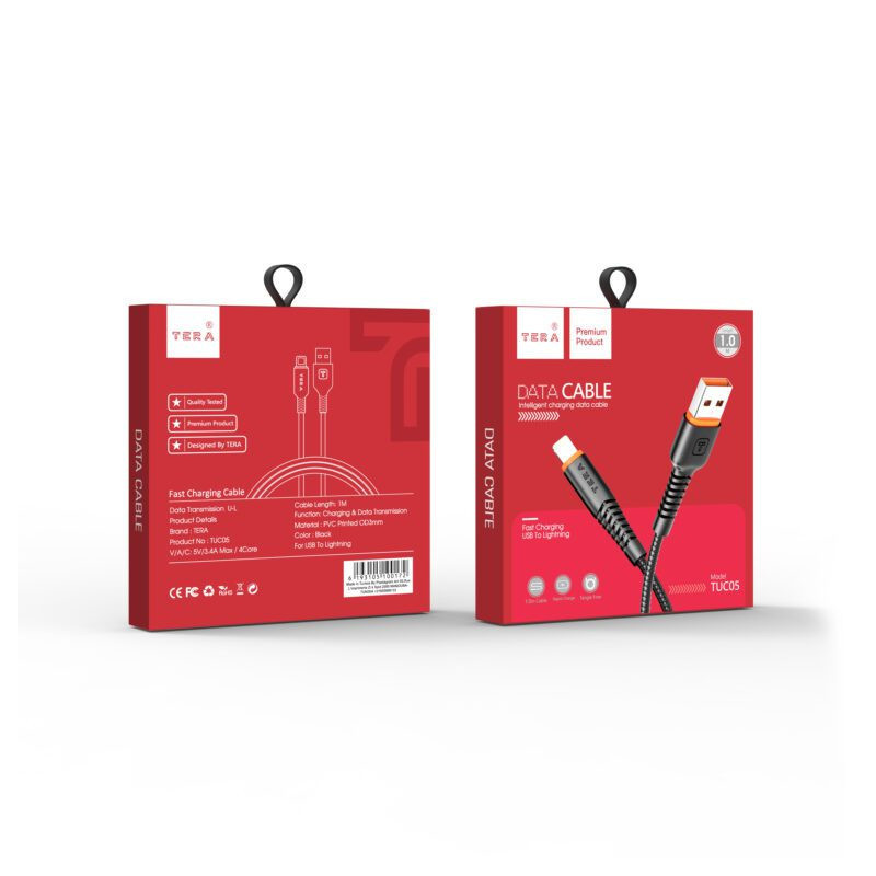 Cable Lightning 1m 3.4A TERA TUC05 - Noir
