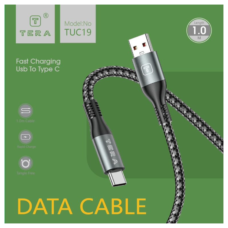 Cable Type C 1m 5A TERA TUC19 - Noir