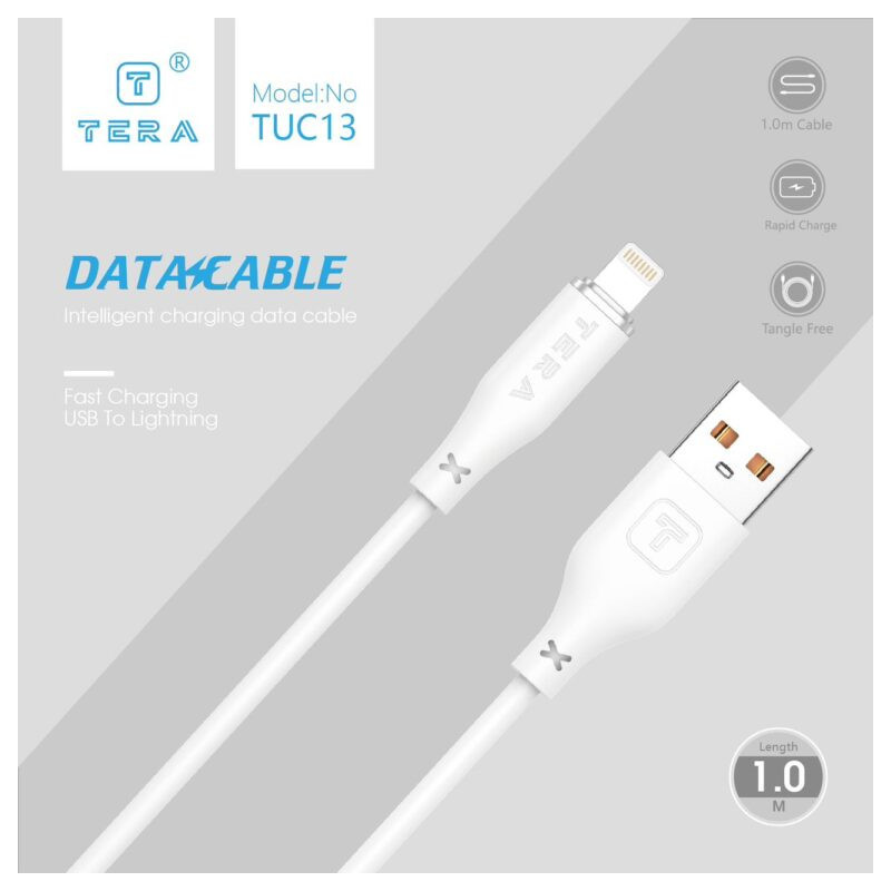 Cable Lightning 1m 4A TERA TUC13 - Blanc