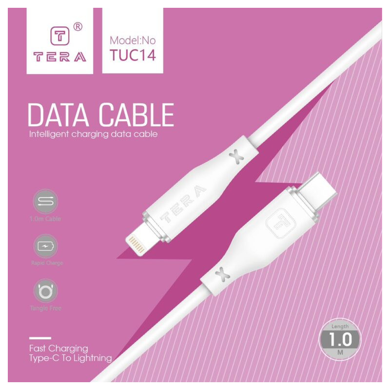 Cable Lightning USB-C 1m 4A TERA TUC14 - Blanc