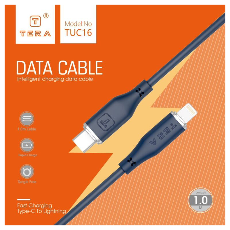 Cable Lightning USB-C 1m 4A TERA TUC16 - Noir